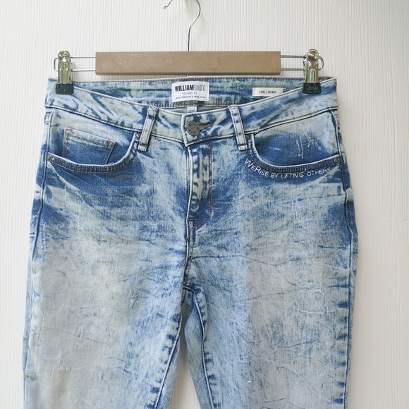 William Rast Acid Wash Ankle Skinny Frayed Hem Jeans Sz 28 - Picture 3 of 7